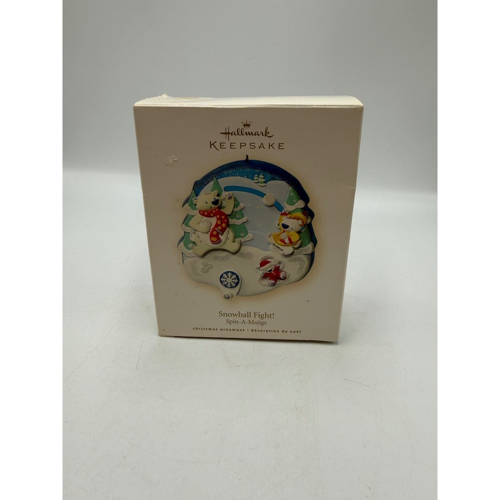 Hallmark Keepsake 2008 Snowball Fight! Spin-A-Majigs Christmas Ornament Bear